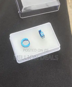 Ski Blue Pattern Luxe Men’S Hoop Earrings