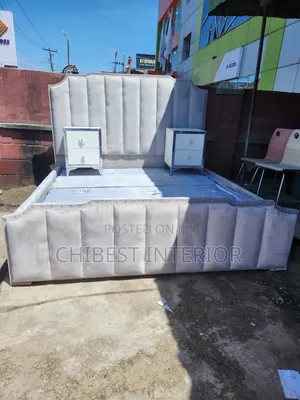 6by6 Bed Made With Off-White Velvet and Silver Tape.