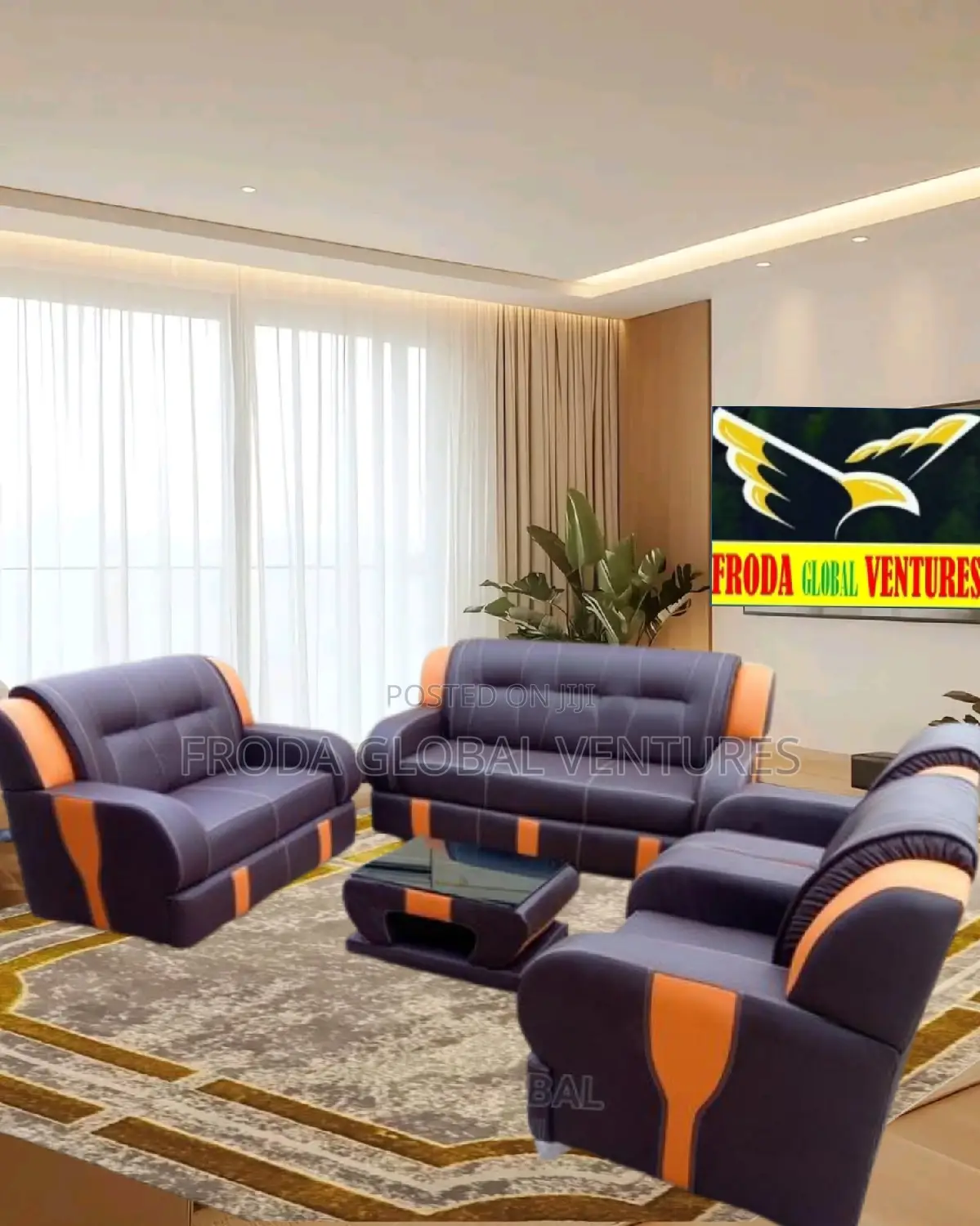 Quality Leather Couch.: 7 Seaters Sofa Chairs, Table. Pbll06