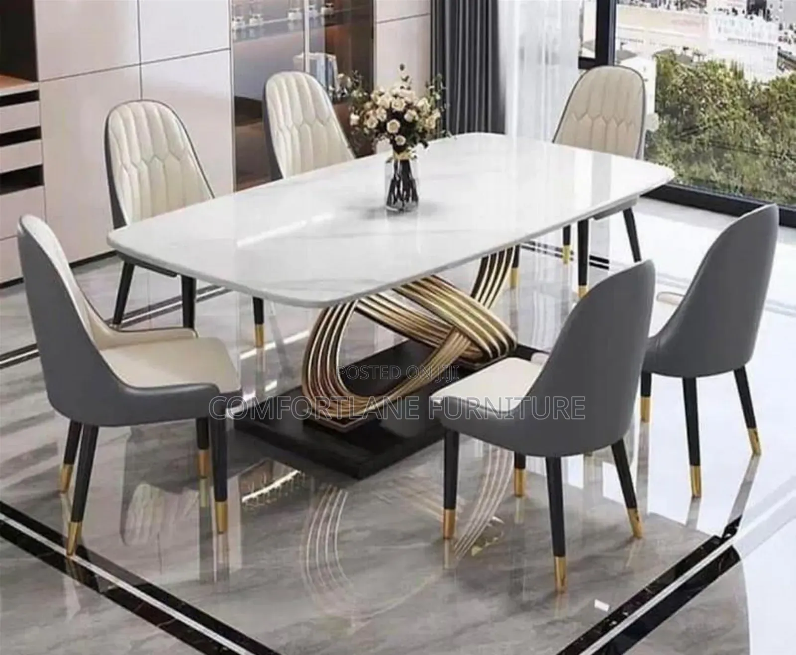 Marble Dining With Six Seaters
