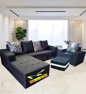 Set of L-Shape Sofa and Single Chair With Table. Rob02