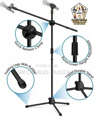 High Quality 3 Leg Boom Double Microphone Stand