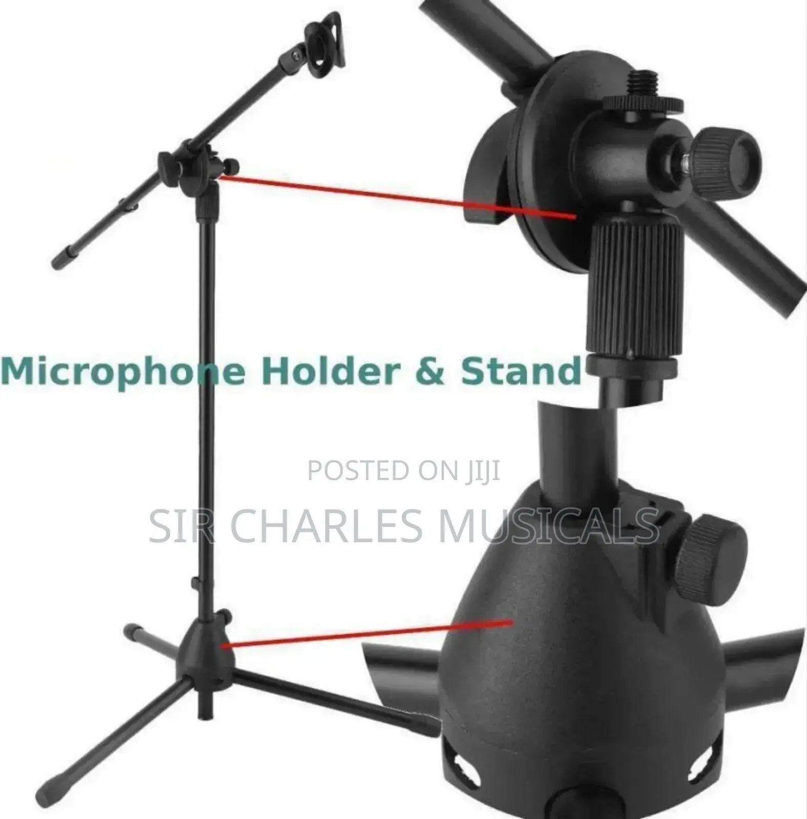 High Quality 3 Leg Boom Double Microphone Stand