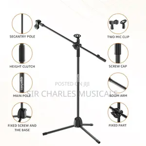 High Quality 3 Leg Boom Double Microphone Stand