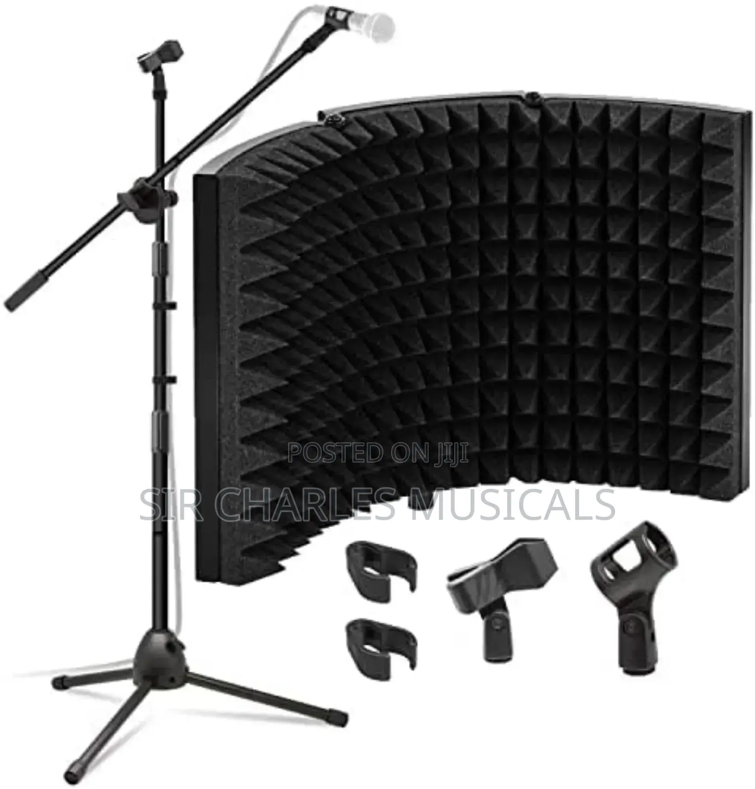 High Quality 3 Leg Boom Double Microphone Stand
