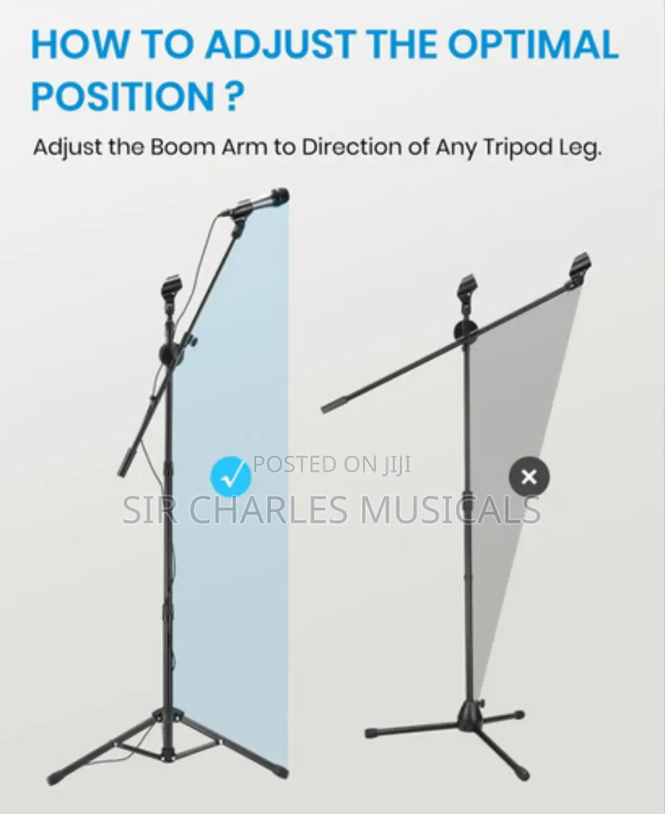 High Quality 3 Leg Boom Double Microphone Stand