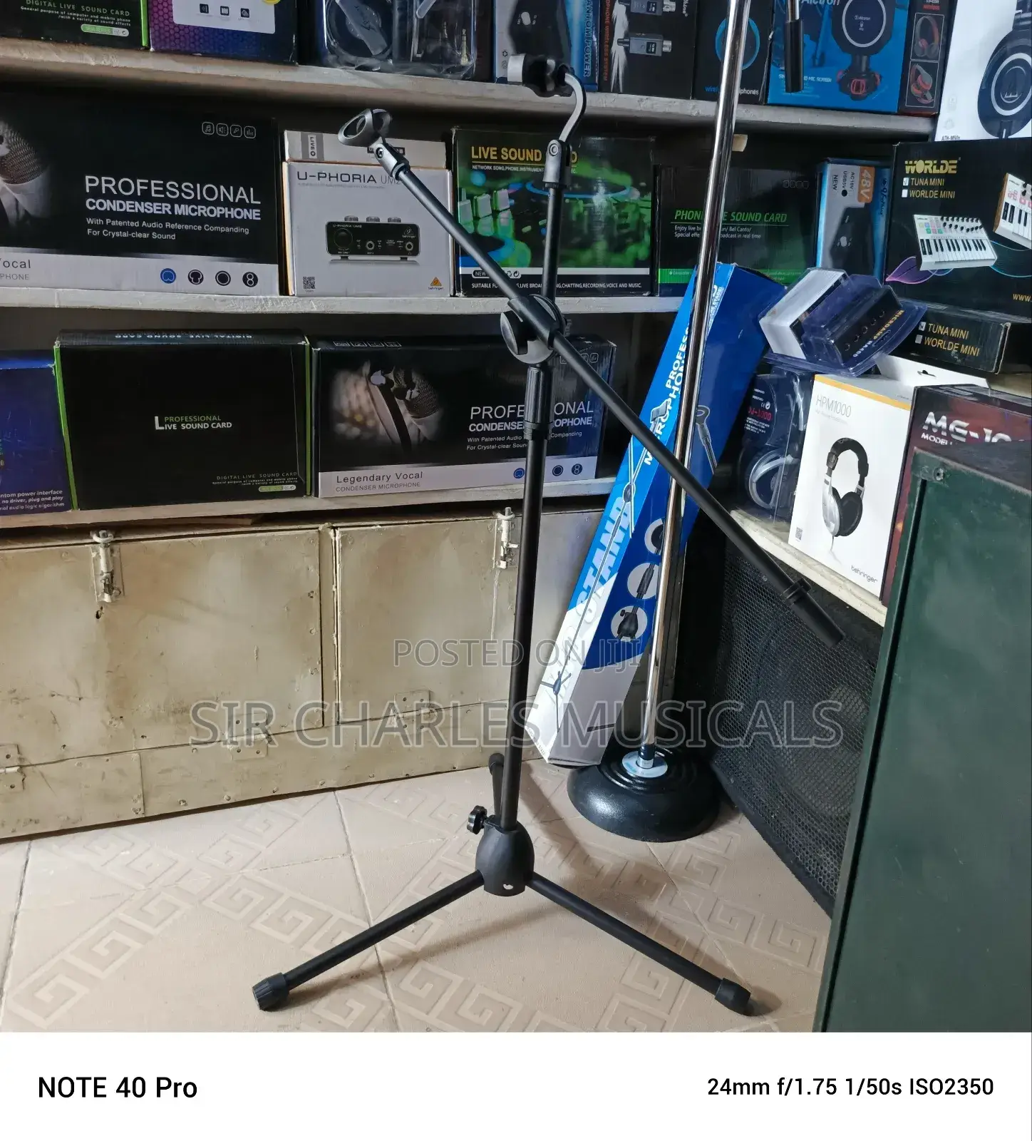 High Quality 3 Leg Boom Double Microphone Stand