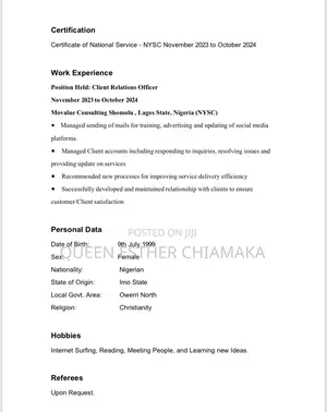Admin Officer/Customer Service Representative