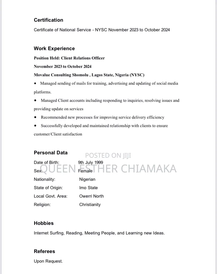 Admin Officer/Customer Service Representative