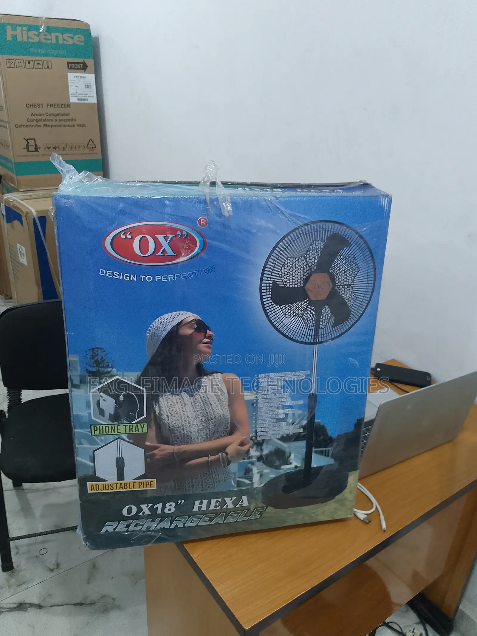 Longlasting Ox' Hexa Rf-16 18 Rechargeable Standing Fan
