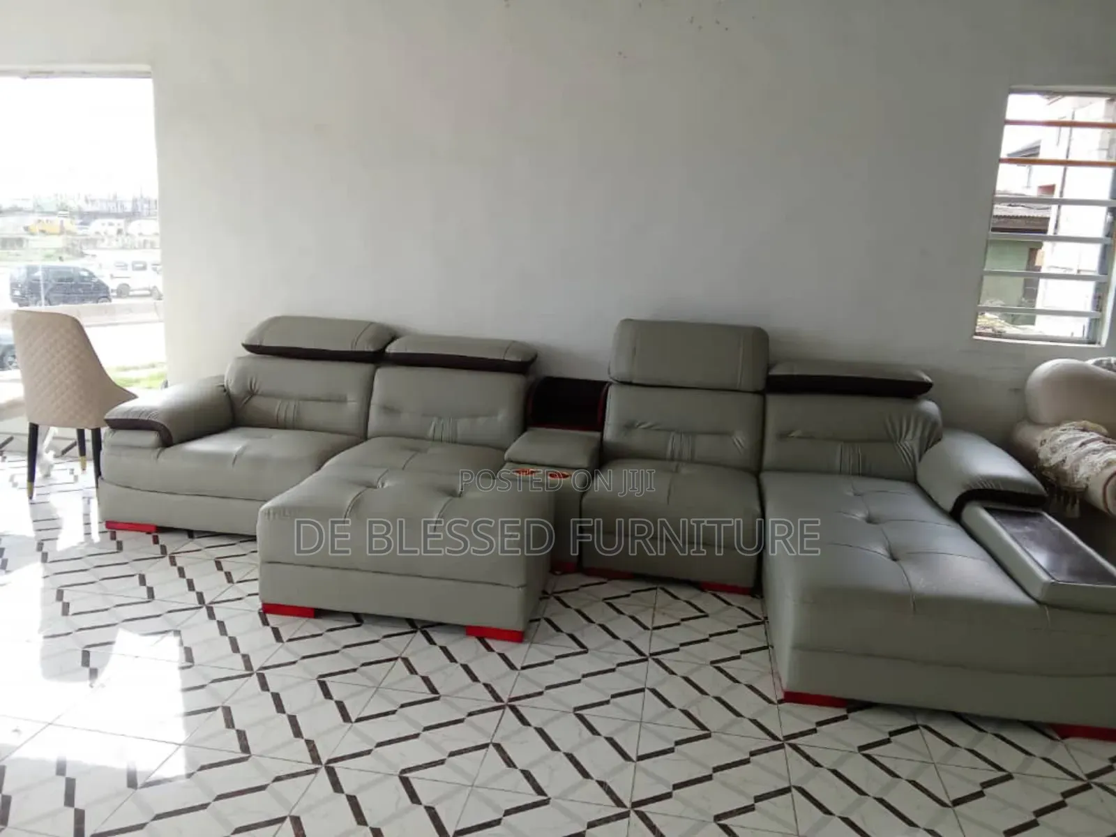 Exotic Leather L-Shaped Sofa