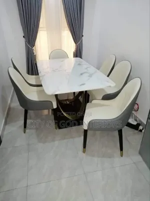 Classic Dining Table Set With Marble Top by 6