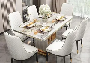 Classic Dining Table Set With Marble Top by 6