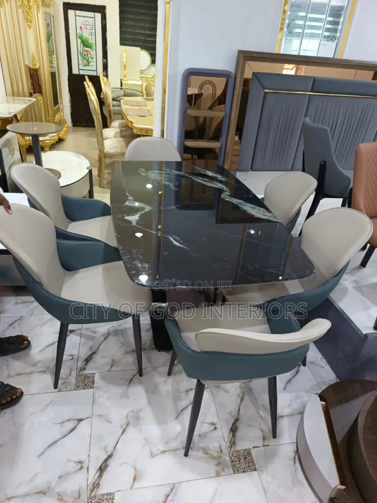Executive Dining Table Set With Marble Top by 6