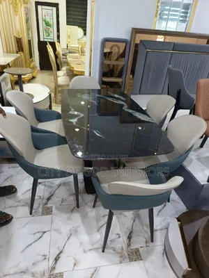 Executive Dining Table Set With Marble Top by 6