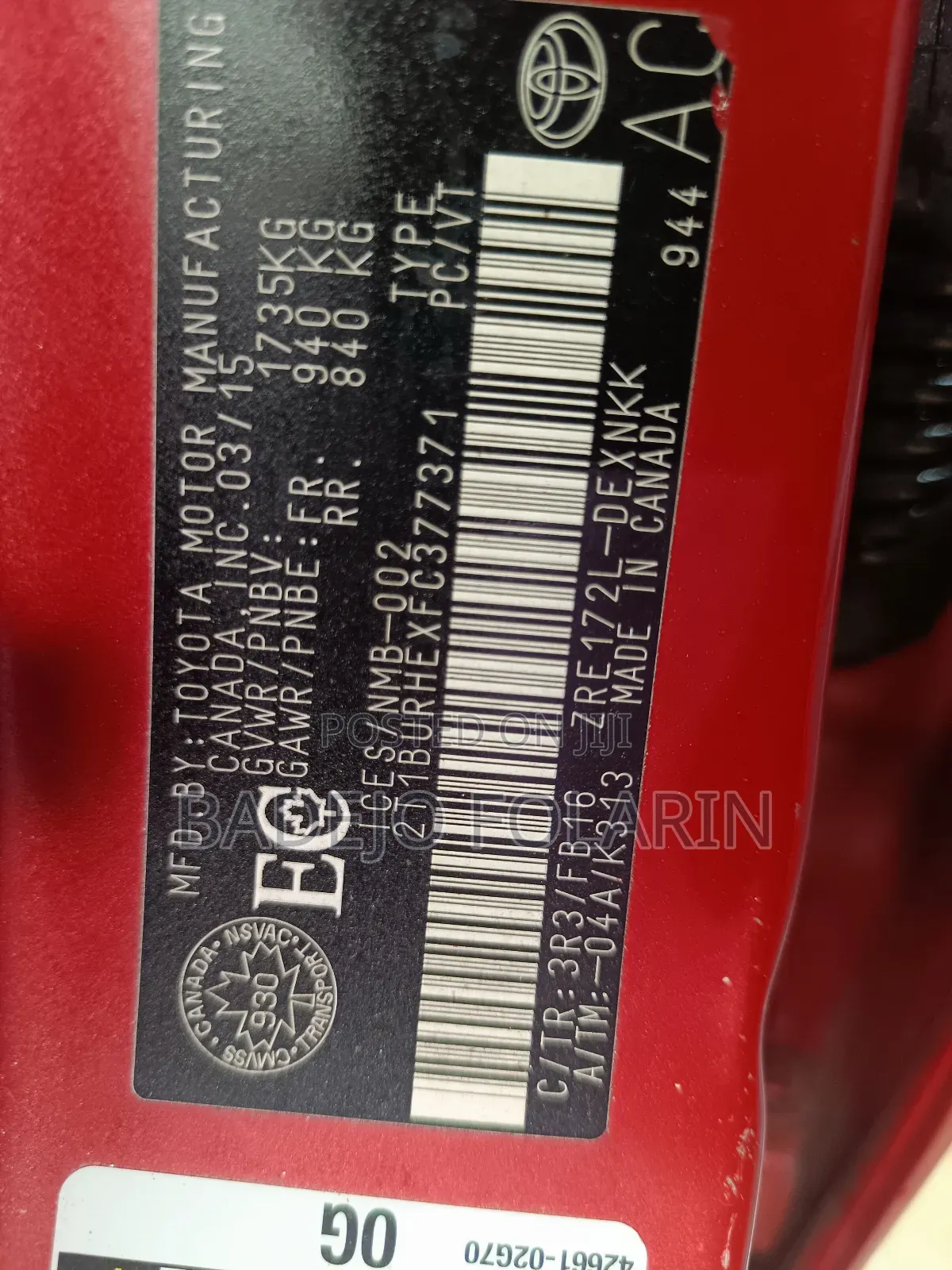 Toyota Corolla 2015 Red