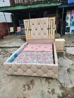 Cream Colour Padded 4.5by6 Bed Set