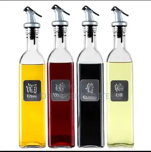 Kitchen Supplies Square Glass Press Type Oil Bottle Vinegar