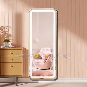 Modern Gold Color Plated Saloon Mirror With Led Lights