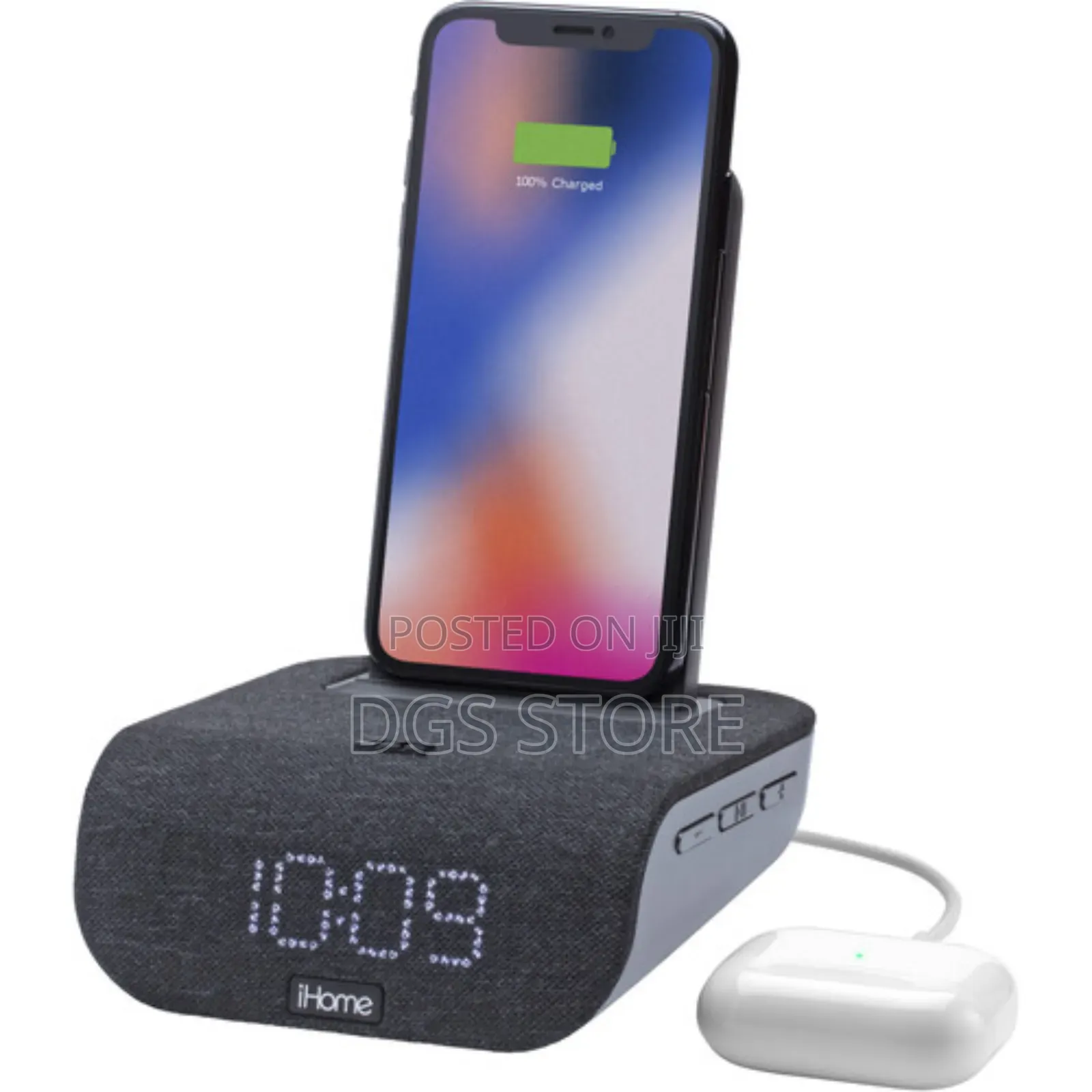 Ihome Time Base Wireless Charging Stand+ Bluetooth Speaker
