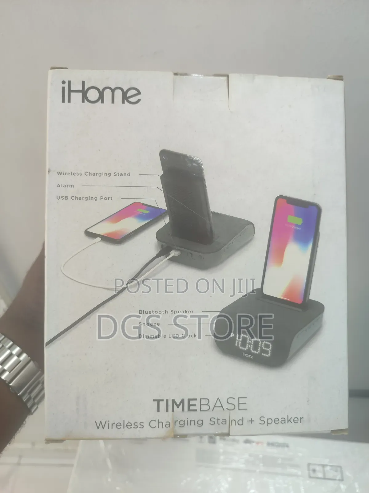 Ihome Time Base Wireless Charging Stand+ Bluetooth Speaker
