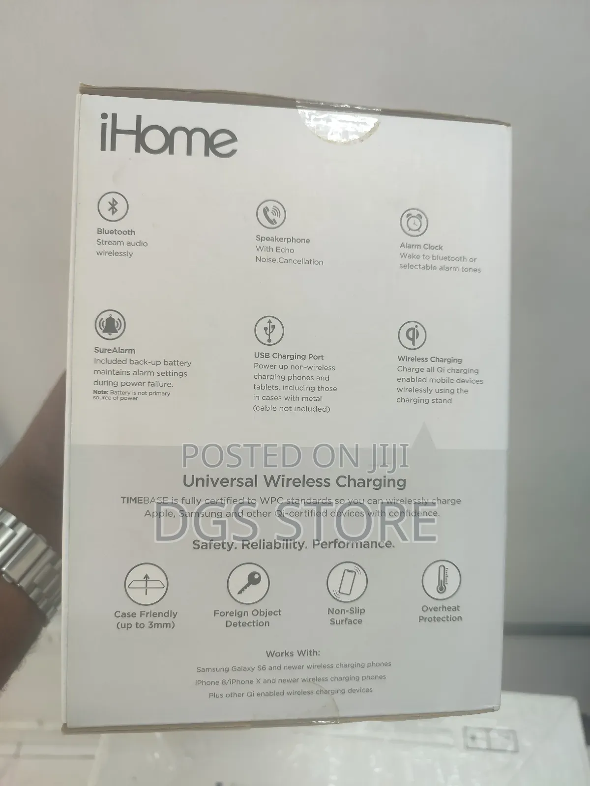 Ihome Time Base Wireless Charging Stand+ Bluetooth Speaker
