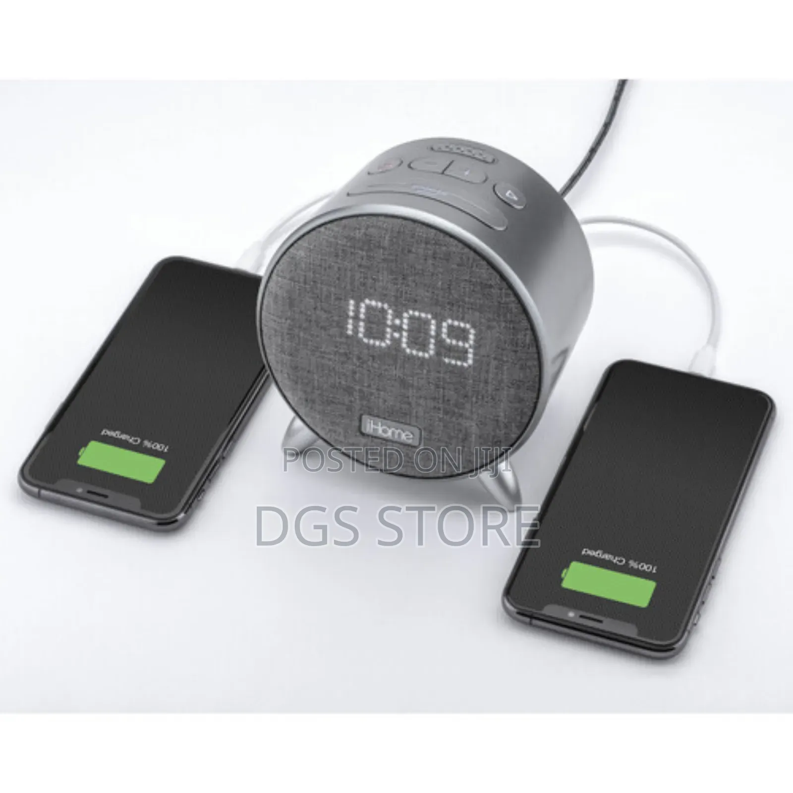 Ihome Power Clock Bluetooth Speaker+ Two Usb Charging Port