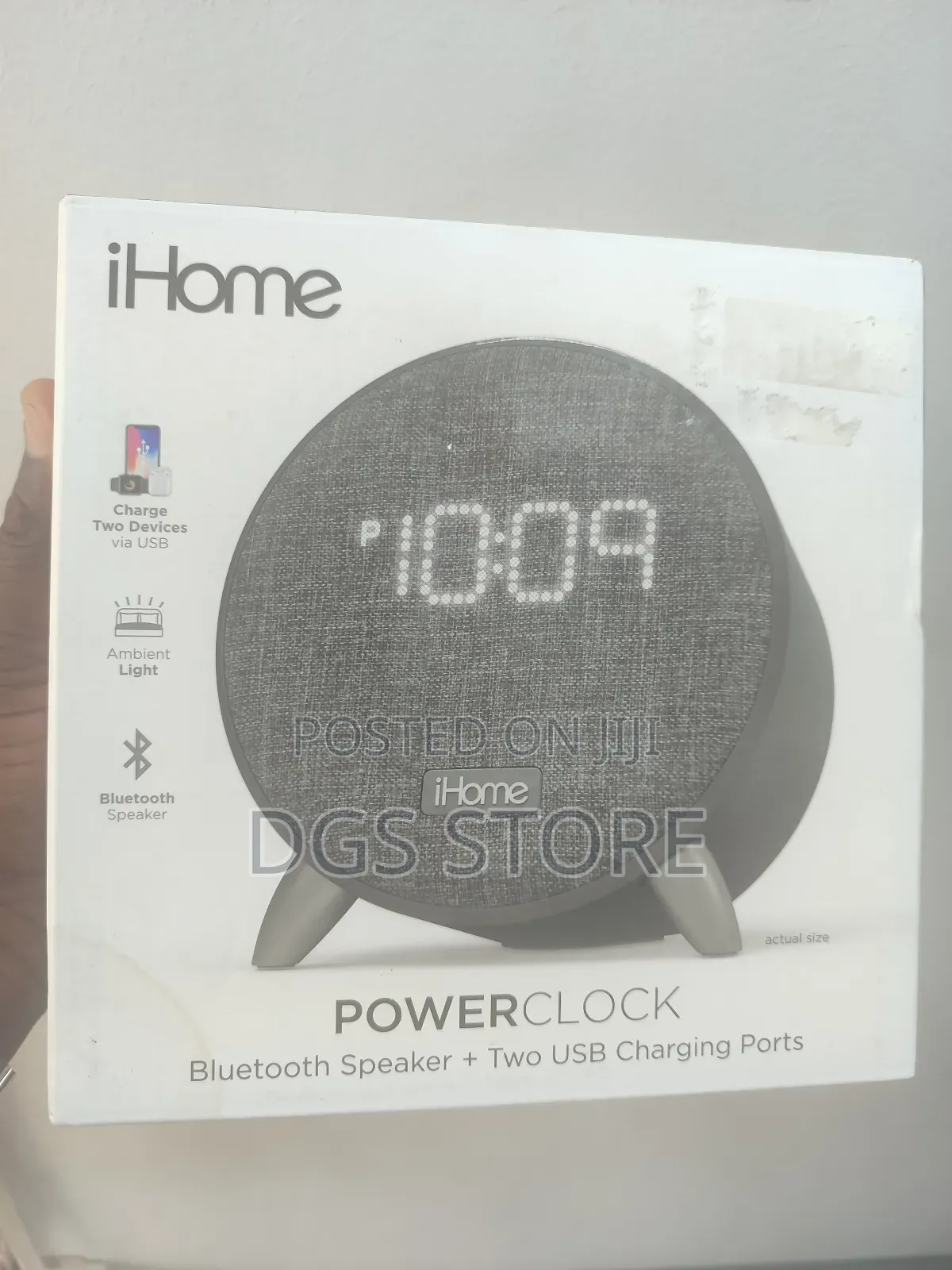 Ihome Power Clock Bluetooth Speaker+ Two Usb Charging Port