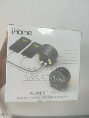Ihome Power Clock Bluetooth Speaker+ Two Usb Charging Port