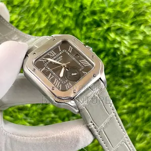Original Cartier Chronograph Gray Leather Strap Watch