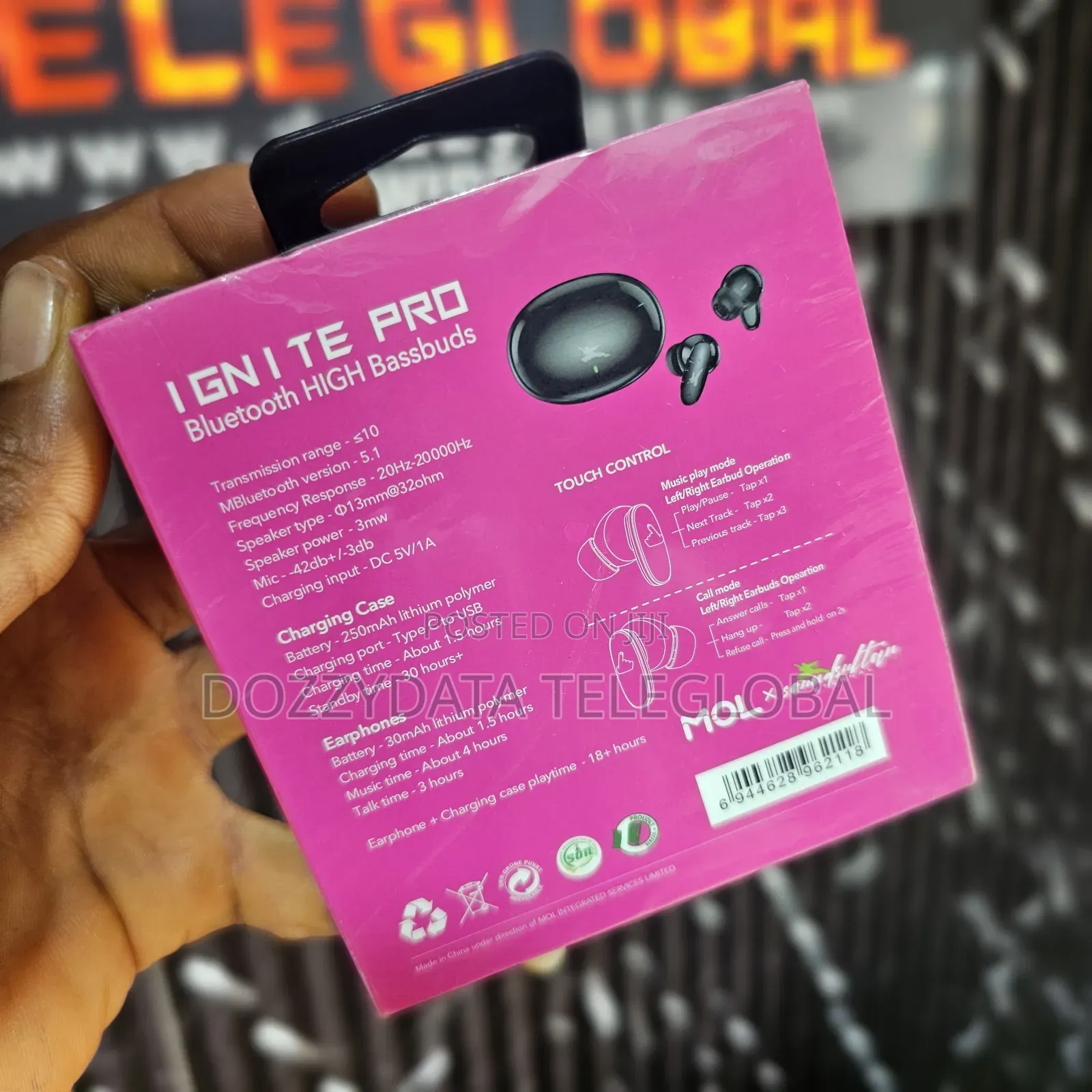 MOL IGNITE PRO Bluetooth Wireless Earbuds- Black