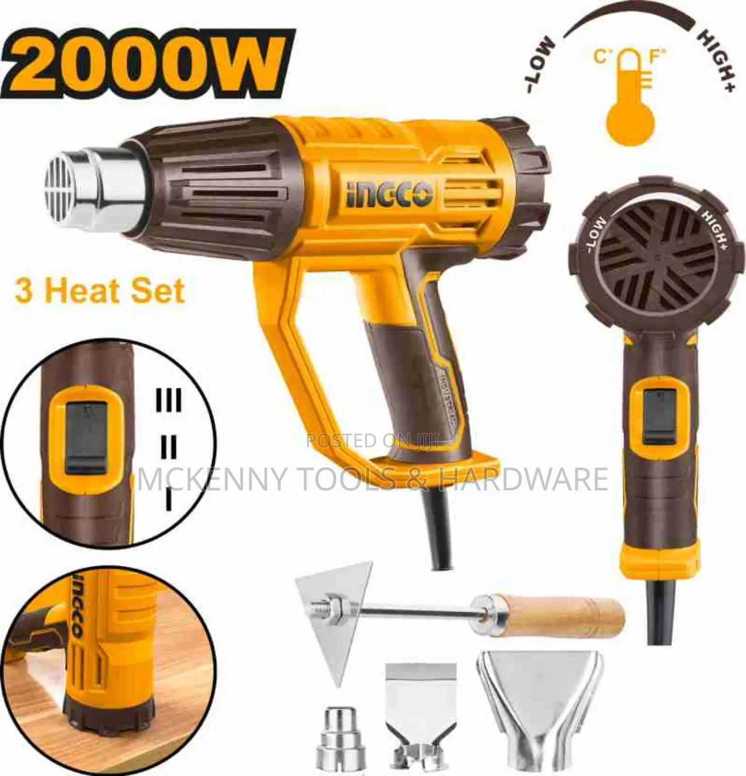 Ingco Hg200078 Heat Gun - 2000w, Variable Temperature,