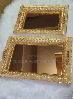 2 In1 Vintage Gold Mirrored Vanity Tray