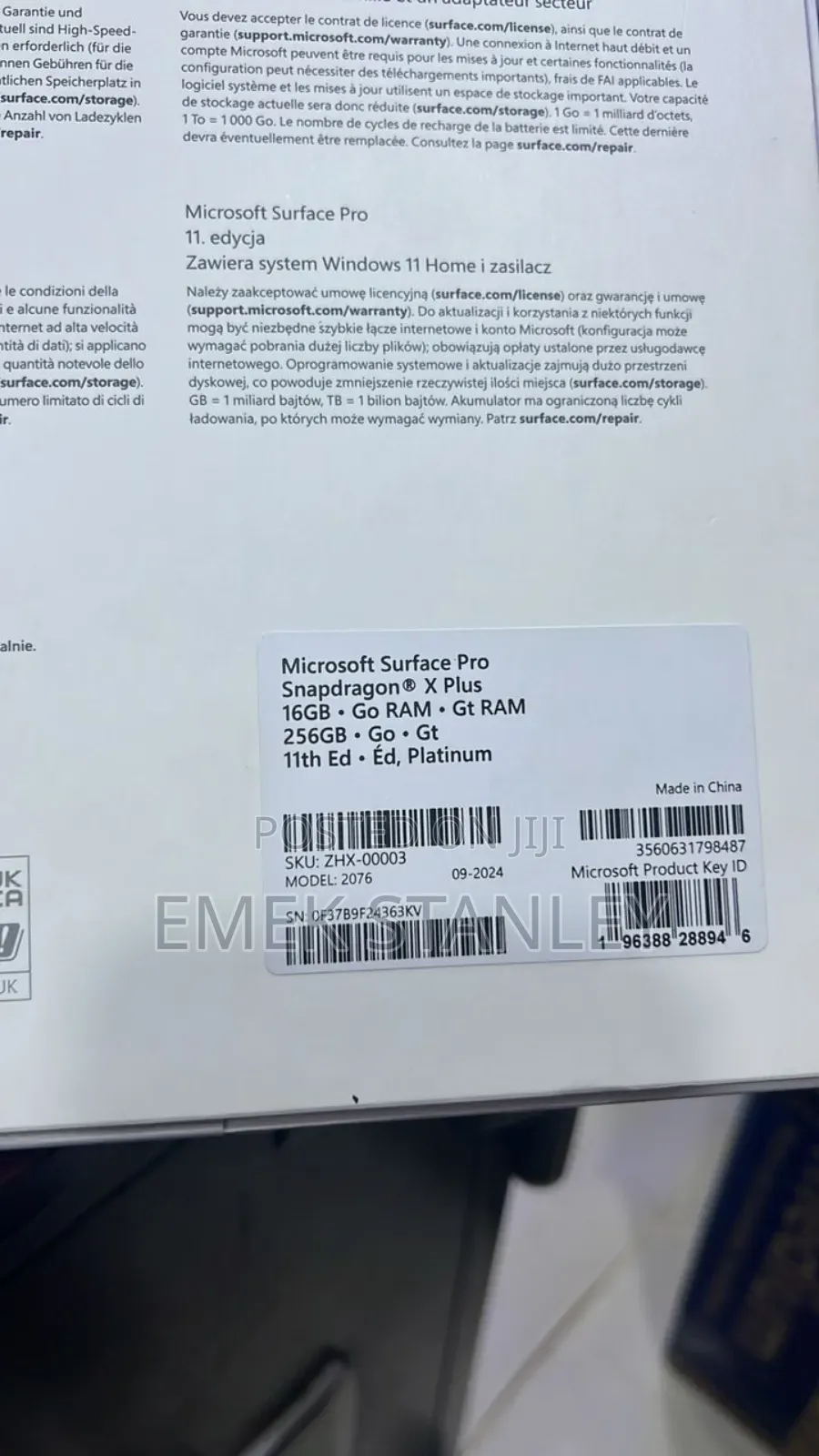 New Laptop Microsoft Surface Pro X 16GB Intel SSD 256GB