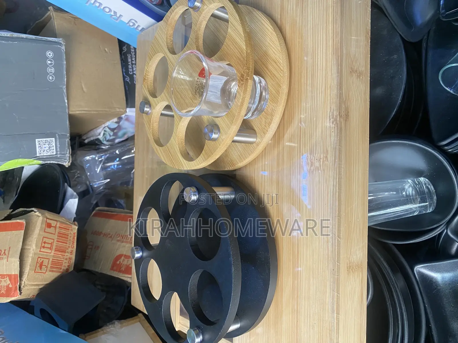 Round Tequila Rack With Shot Glass Cup