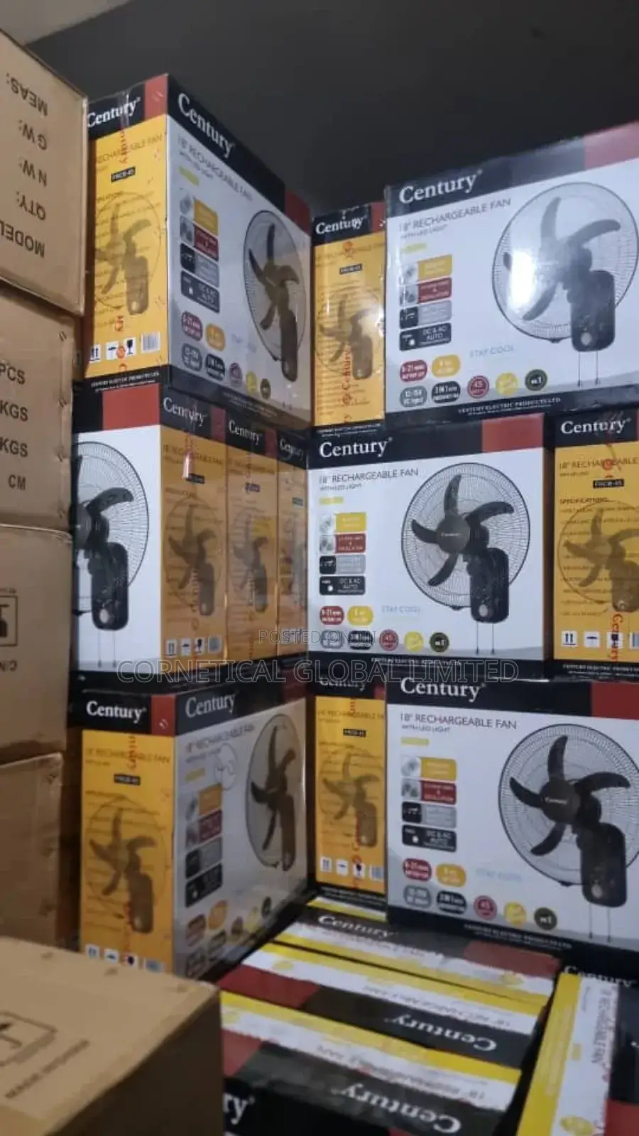 Century 18" Rechargeable Wall Fan With LED Light