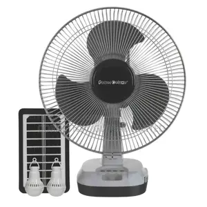 Power Deluxe 12" Rechargeable Table Fan With LED Light