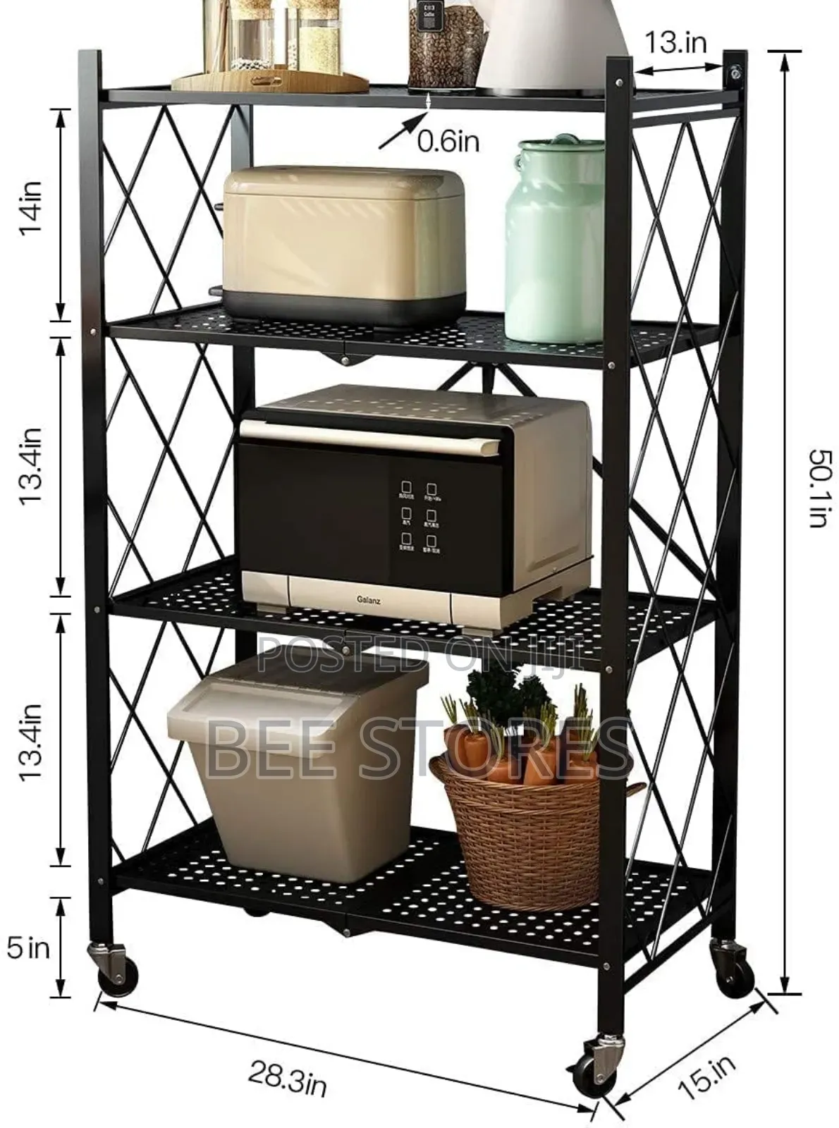 4 Layers Foldable Multipurpose Kitchen Display Rack
