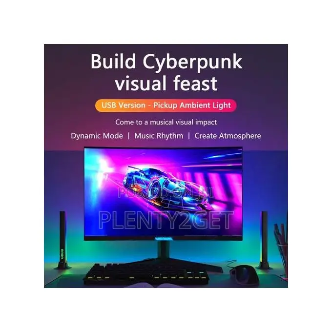 2in1 31CM Height RGB Colorful Desktop Light Bar/Music Light
