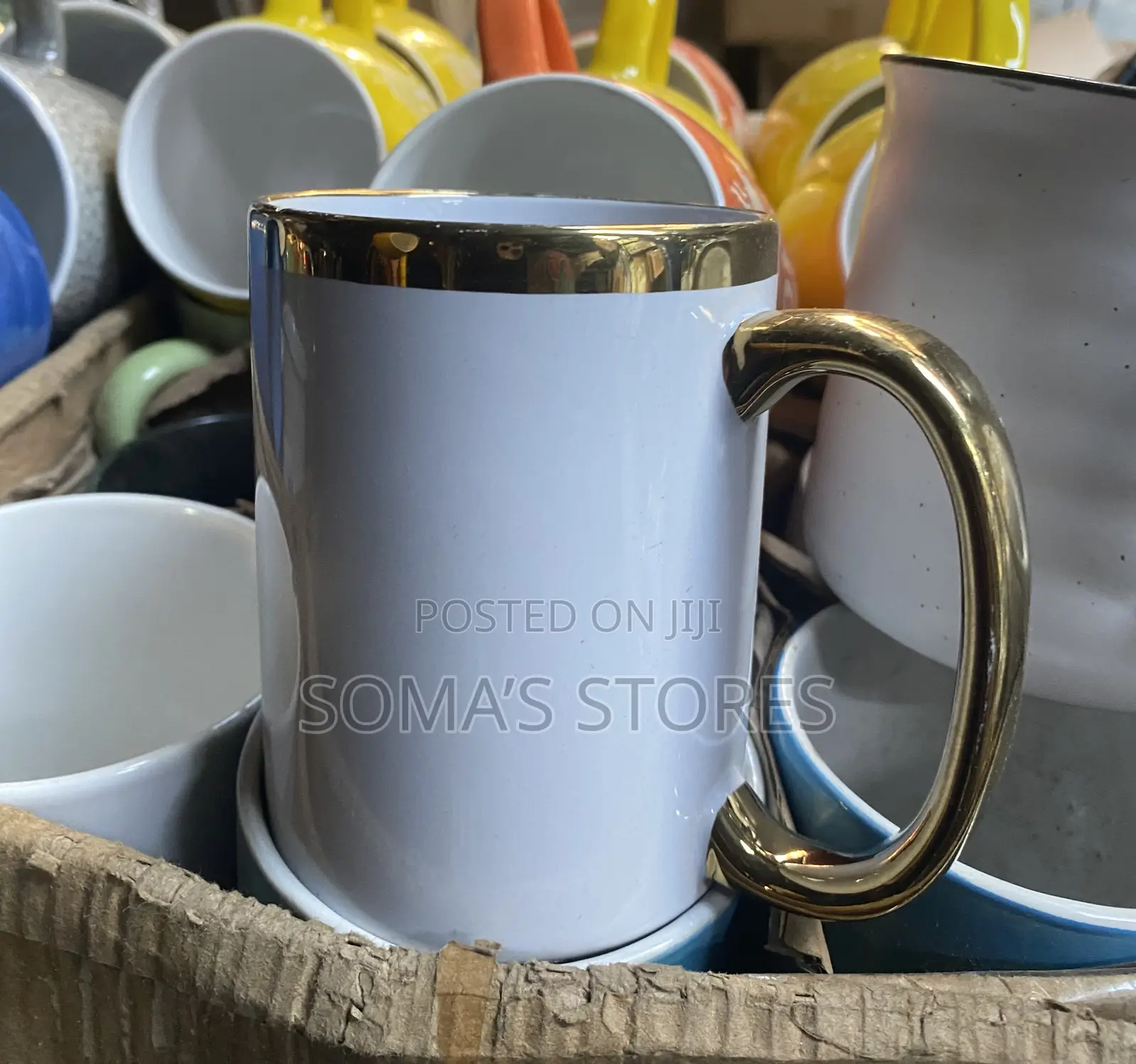 White Mug With Golden Design