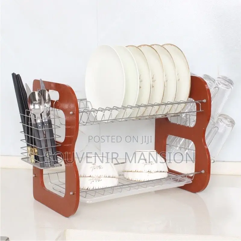 2 Step Wooden Plate Rack
