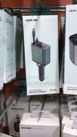 Green Lion Retractable 90W Car Charger PD-
65w
-Lightning