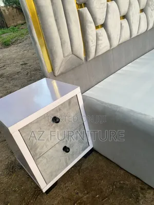 Padded 6 by 6 Bedframe With Bedside