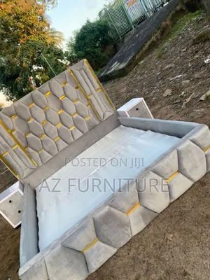 Padded 6 by 6 Bedframe With Bedside
