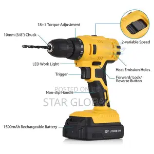 Cordless Electric Drill 3/8 Inch Chuck Handheld Power Drill