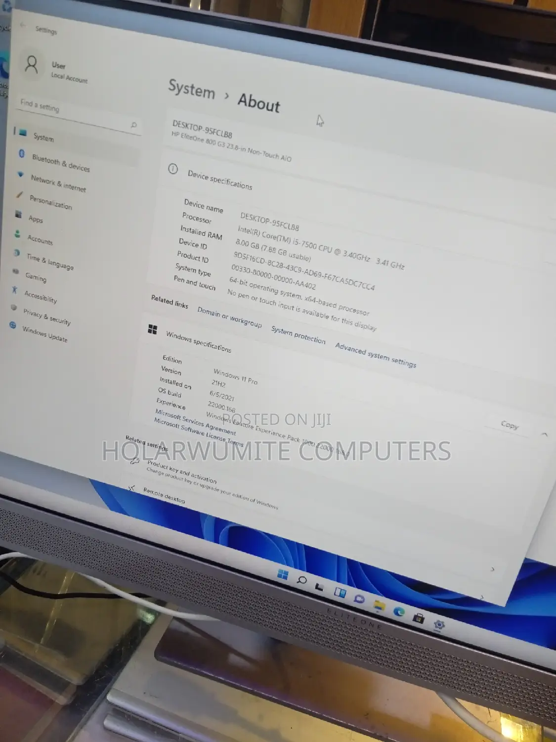 Desktop Computer HP EliteOne 800 G3 8GB Intel Core I5 SSD 256GB