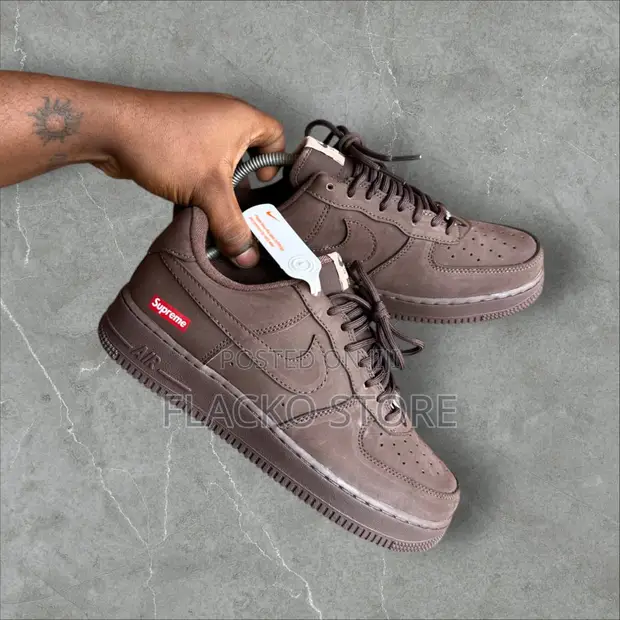 Original Supreme X Nike Air Force 1 Baroque Brown Sneakers for