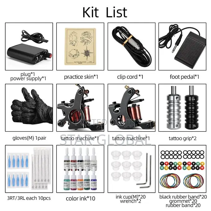 Machine Tattoo Power Supply Inks Pigment Kits