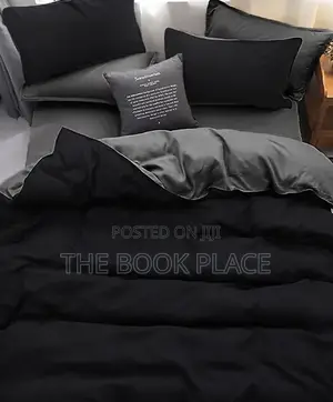 Gray/Black Plain Cotton Bedspread With Duvet