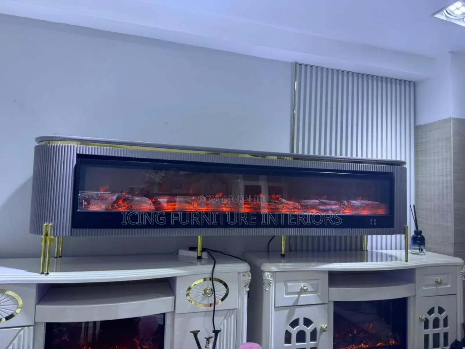 Executive TV Stand With Fire Flames